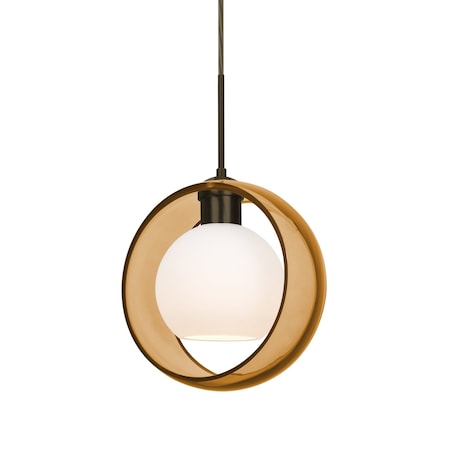 Besa Lighting Mana Pendant, Amber, Bronze Finish, 1x60W Incandescent 1JT-MANAAM-BR